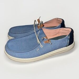 Hey Dude Women's Wendy Chambray‎ Boho Blue Slip On Size: 10 Excellent Condition